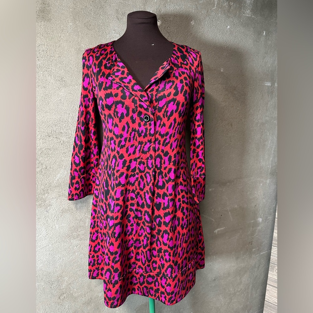 Diane Von Furstenberg Vintage Silk Pink Animal Print Dress Size 6